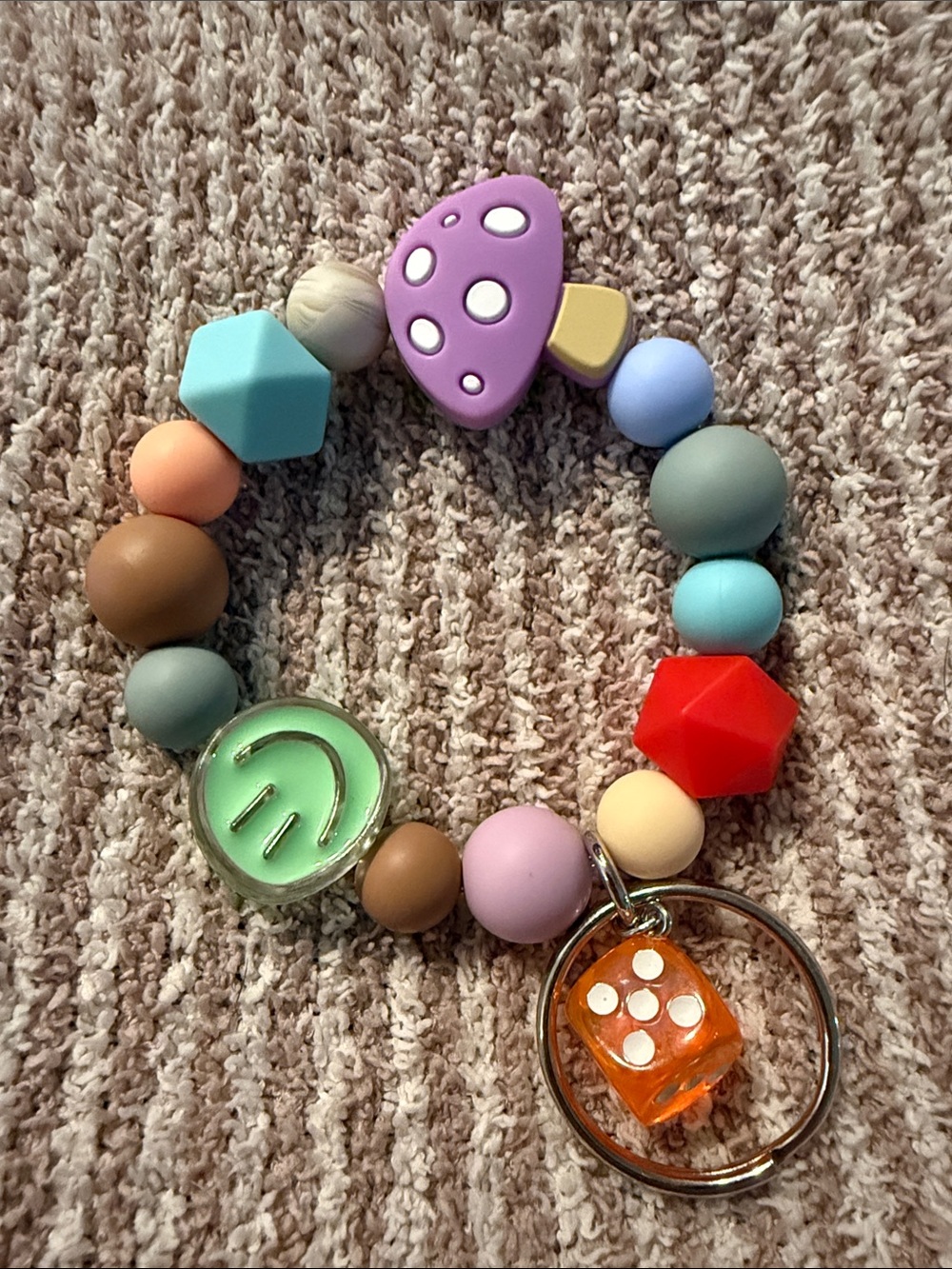 Silicone Bead Keyring Bracelet - Multicolor
